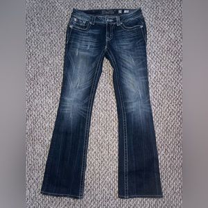 Miss Me navy bootcut jeans with rhinestone details #y2kstyle